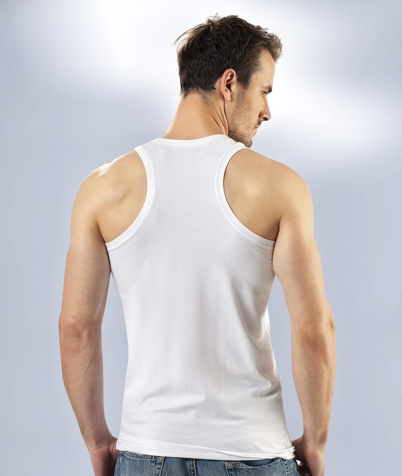 Modal V Yaka Erkek Atlet Siyah Anıt 1201 - Beyaz