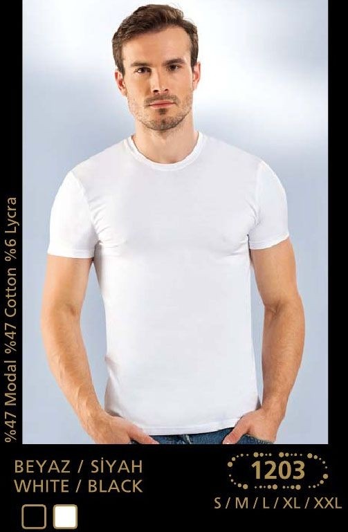 Modal Elastan O Yaka Kısa Kollu Atlet Anıt 1203 - Beyaz