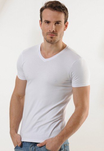 Modal V Yaka Askılı Erkek Atlet Anıt 1204 - Beyaz