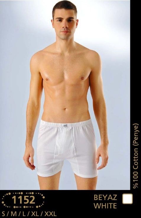 Pamuklu Esnek Bel Lastiği Boxer Anıt 1152 - Beyaz