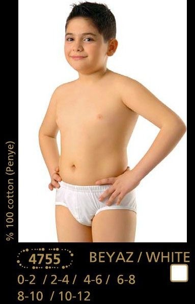 Pamuklu Yumuşak Lastik Erkek Çocuk Külotu Anıt 4755 - Beyaz