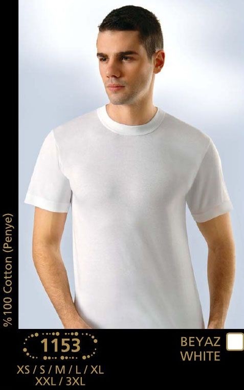 Pamuklu Ribana O Yaka Erkek Atlet Anıt 1153 - Beyaz