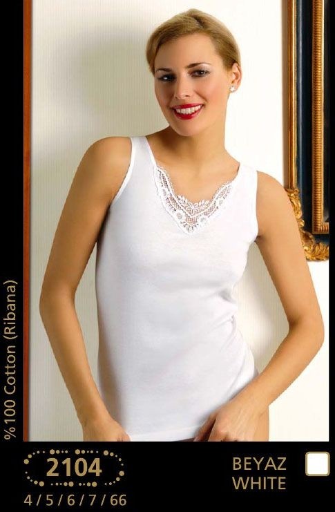 Pamuklu Ribana Havuz Yaka Atlet Anıt 2104 - Beyaz