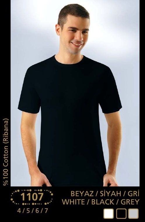 Pamuklu Ribana O Yaka Erkek Atlet Anıt 1107 - Siyah