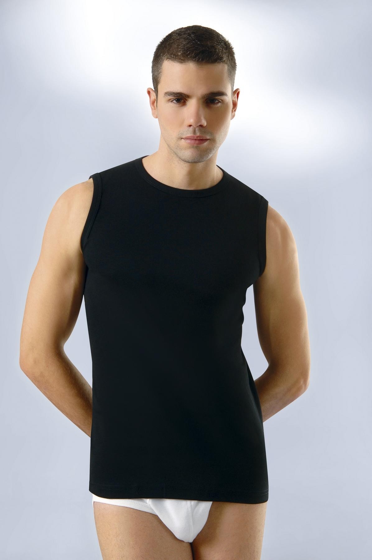 Pamuklu Ribana O Yaka Kolsuz Atlet Anıt 1108 - Siyah