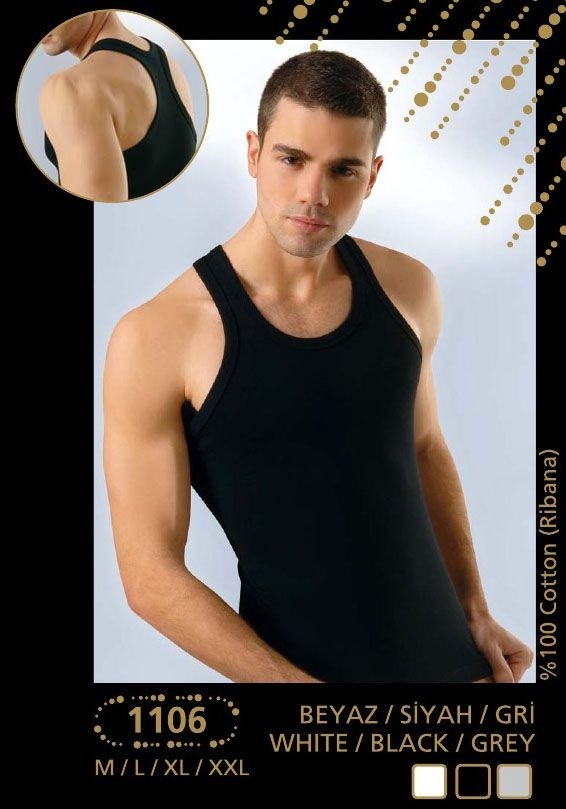 Ribana Kesim Pamuklu Erkek Atlet Anıt 1106 - Siyah