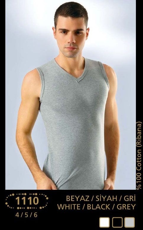 Pamuklu Ribana V Yaka O Kol Atlet Anıt 1110 - Gri