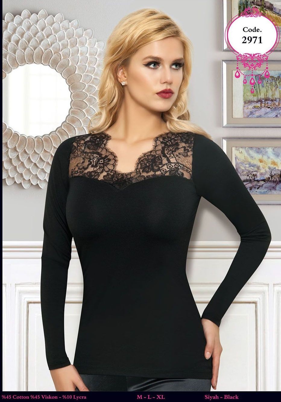 Anıt Dantel Detaylı Uzun Kollu Kadın Atlet Anıt 2971