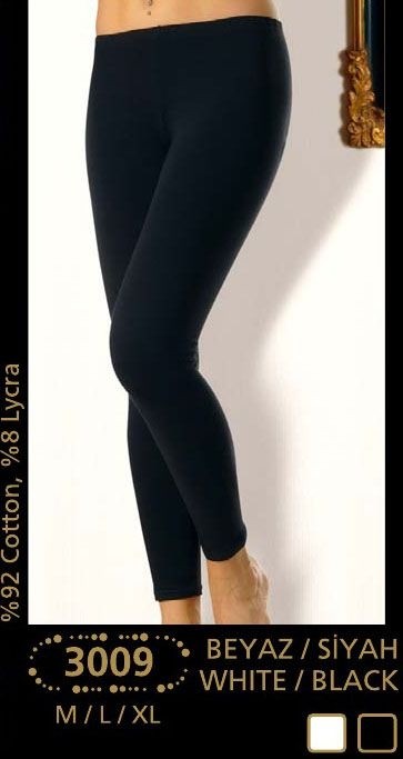 Yüksek Bel Esnek Pamuklu Tayt Anıt 3009 - Siyah