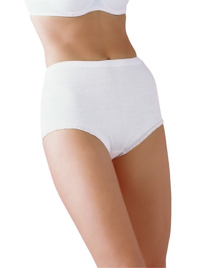 Yüksek Bel Destekli Pamuklu Külot Çift Kaplan 980 - Beyaz