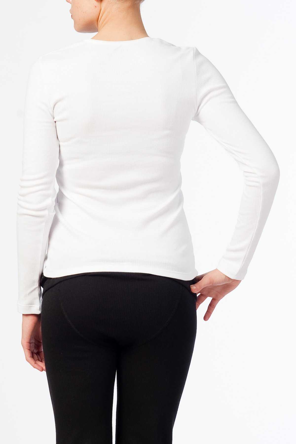 Termal Uzun Kol T-Shirt Beyaz Somon Ten Dagi 7682 - Ekru
