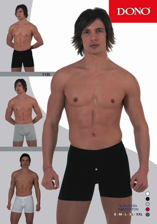 Pamuklu Düğmeli Lycra Boxer Dono 1135 - Siyah