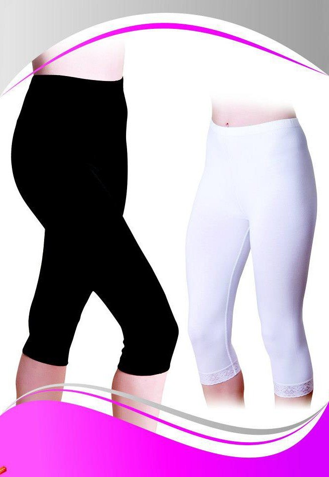 Yüksek Bel Esnek Kapri Tayt Pamuk Likra Dono 2191 - Siyah