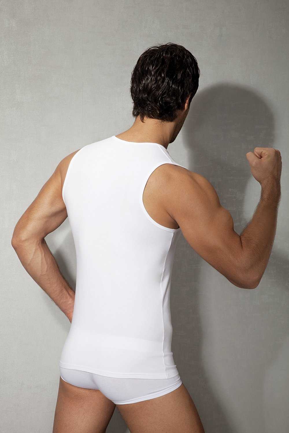 Modal V Yaka Askılı Erkek Atlet Doreanse 2210 - Beyaz