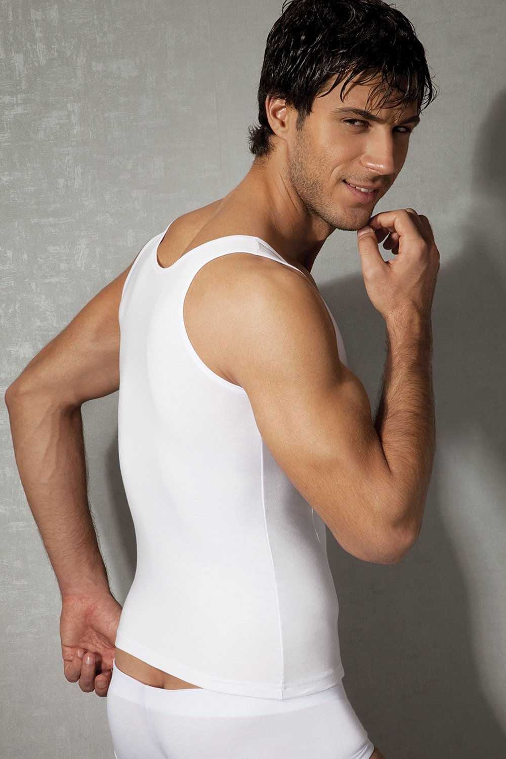 Modal Pamuklu V Yaka Erkek Atlet Doreanse 2255 - Beyaz