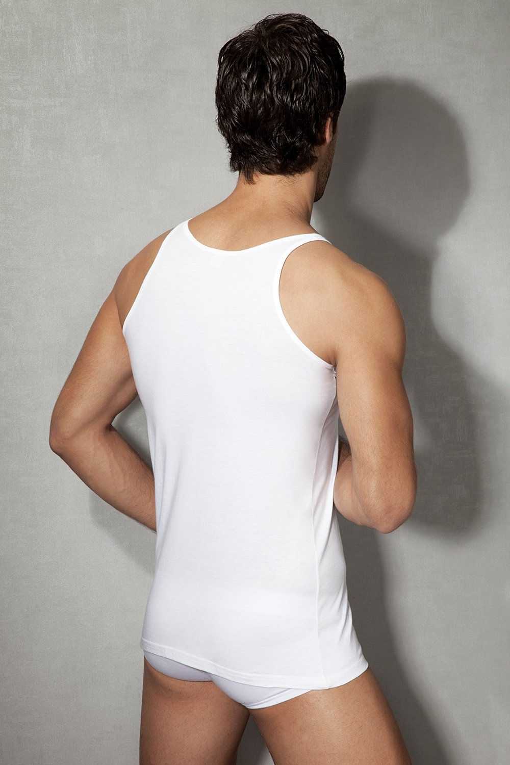 Pamuklu Ribana Askılı Erkek Atlet Doreanse 2040 - Beyaz