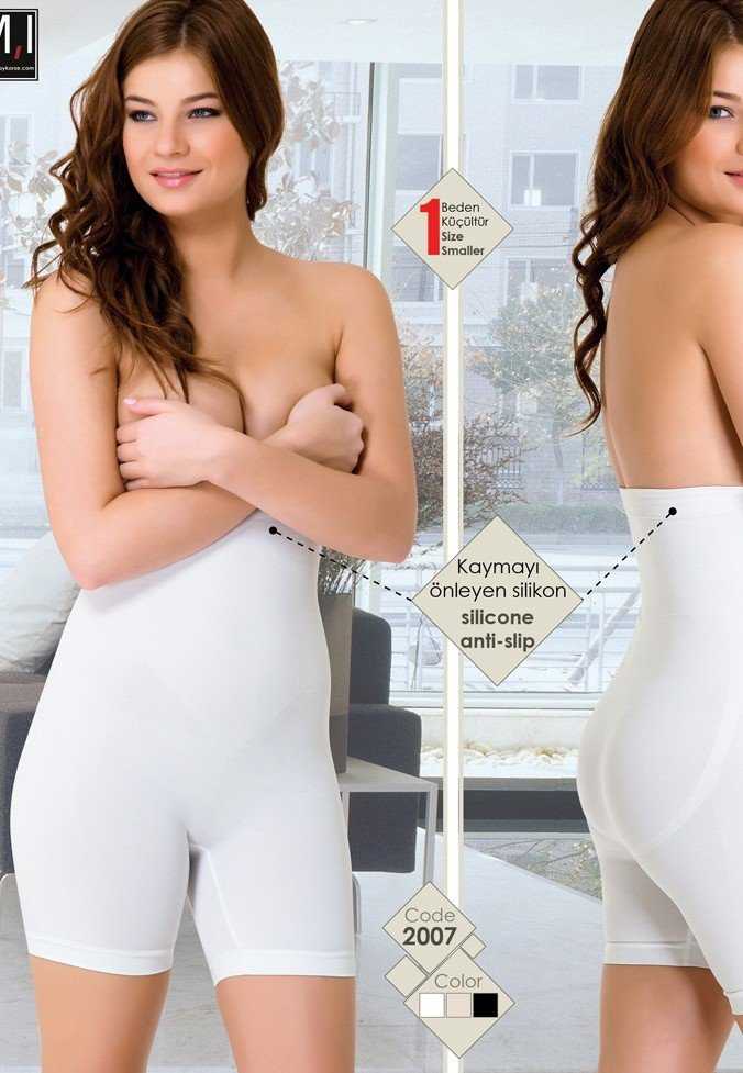 Dikişsiz Yüksek Bel Boxer Korse Emay 2007 - Beyaz