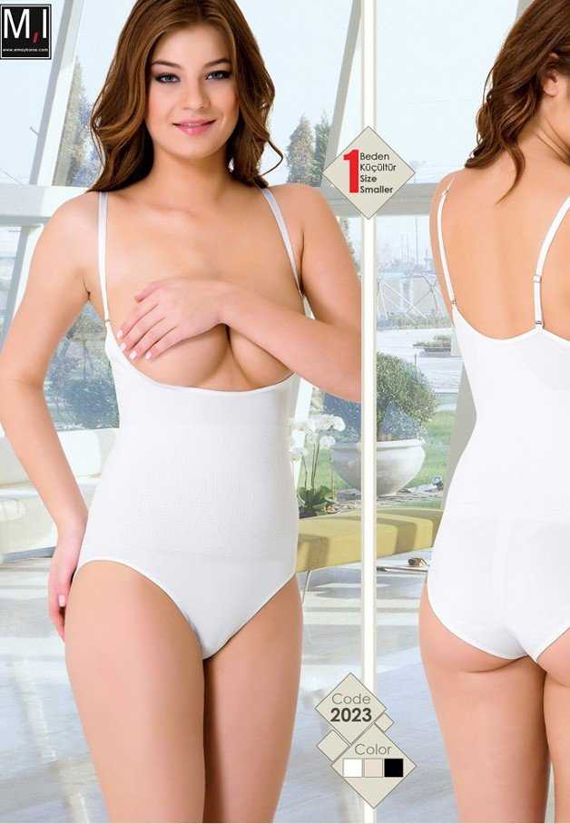 Dikişsiz Göğsü Açık Slip Boy Korse Emay 2023 - Beyaz