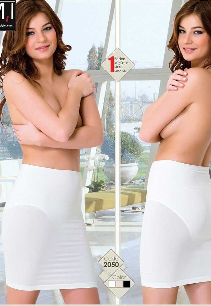 Dikişsiz Kaygan Jüpon Korse Emay 2050 - Beyaz