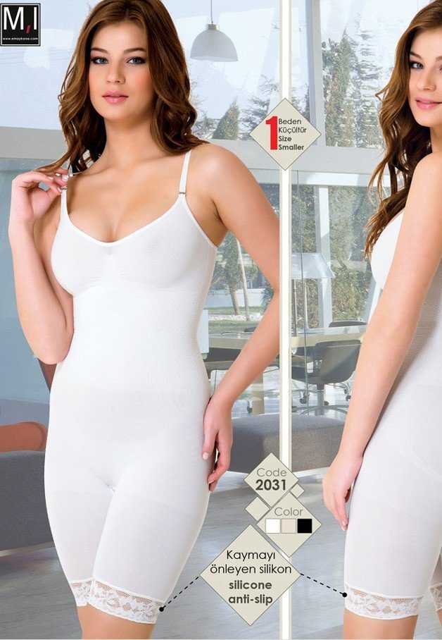 Dikişsiz Paça Dantelli Boxer Korse Emay 2031 - Beyaz