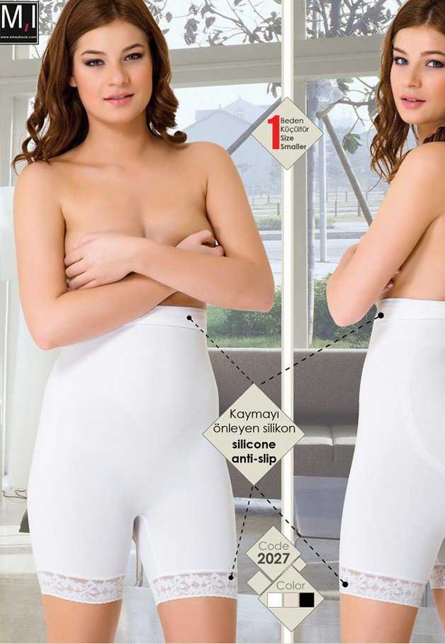 Dikişsiz Paça Dantelli Boxer Korse Emay 2027 - Beyaz