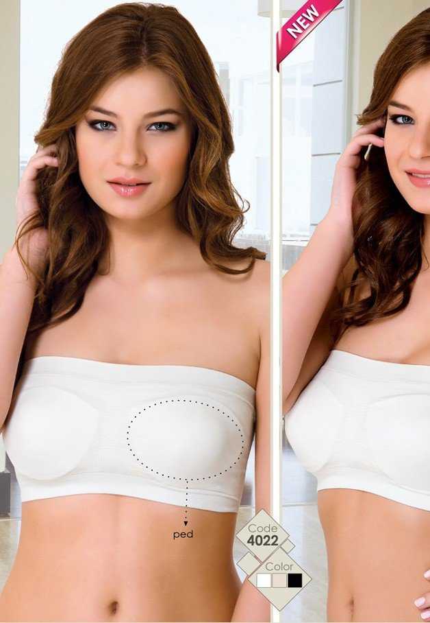 Dikişsiz Pedli Straplez Büstiyer Emay 4022 - Beyaz