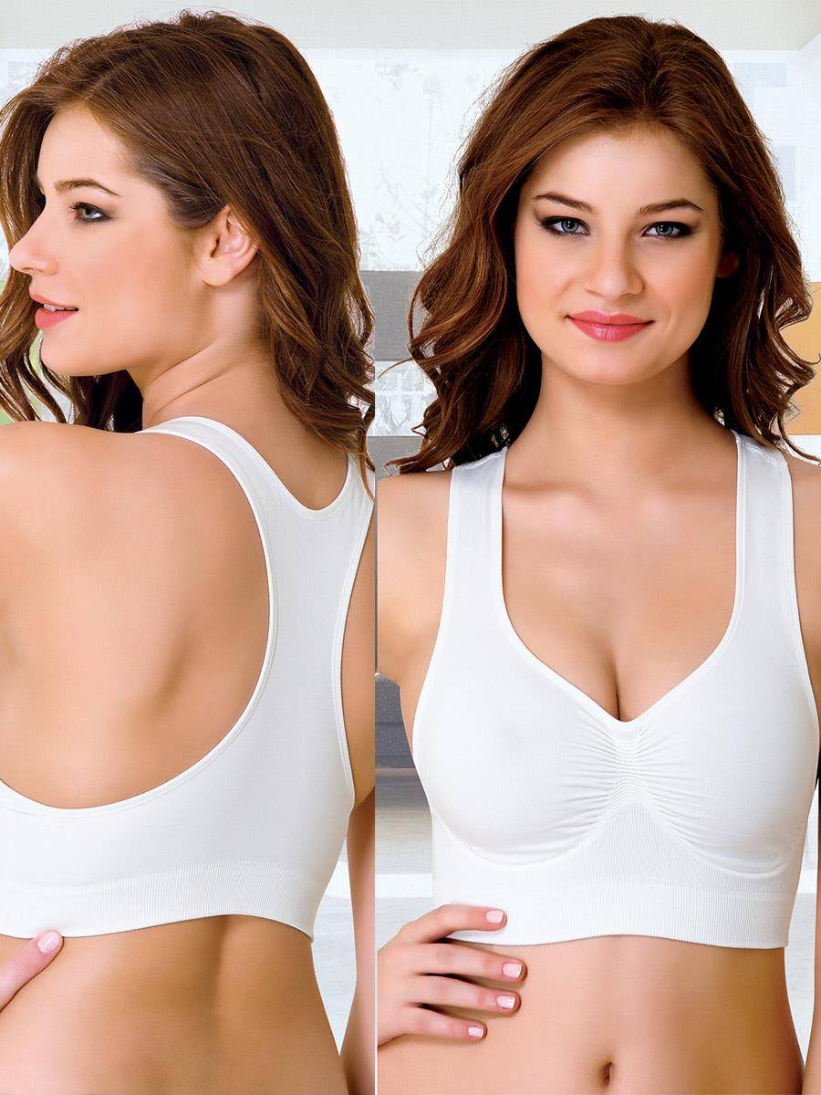 Dikişsiz Hafif Kompresyon Sporcu Sütyen Emay 4011 - Beyaz