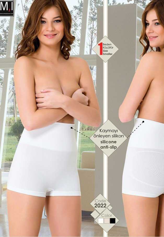 Dikişsiz Yüksek Bel Toparlayıcı Boxer Korse Emay 2022 - Beyaz