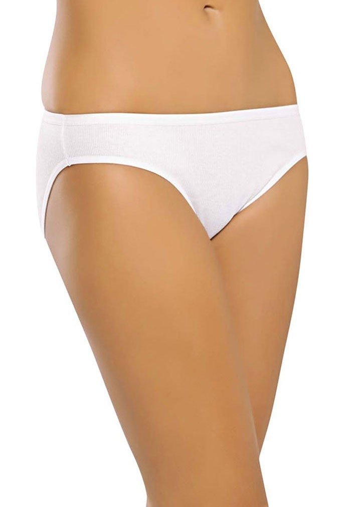 Penye Ağlı Düz Lastikli Bikini Külot Erdem 2504 - Beyaz