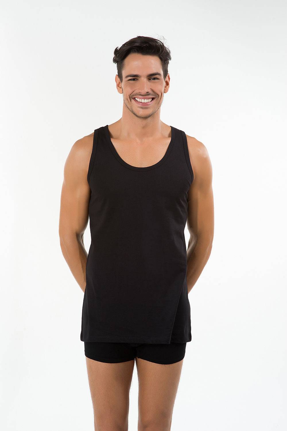 Kom Erkek 2'li Atlet - Henry Askılı 2 li Basic Erkek Atlet - Siyah