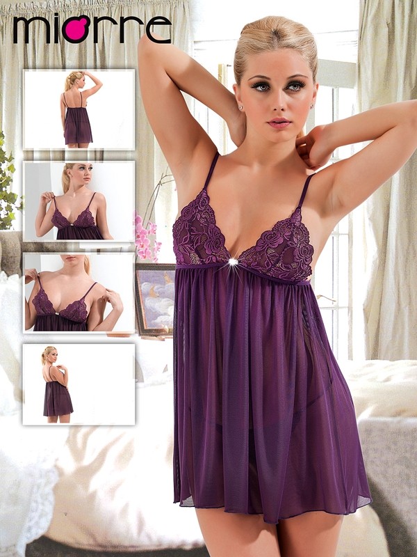 Miorre Babydoll Takım Askılı Mor Renk - Mor