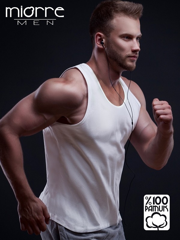 Miorre Klasik Erkek Atlet - %100 Pamuk - Beyaz