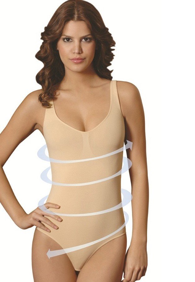 Kademeli Kompresyonlu Dikişsiz Body Korse NBB 2979 - Ten