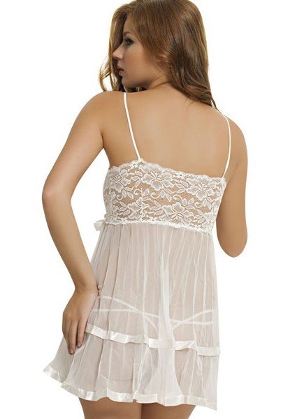 Dantelli String Gecelik Seti Kadın NBB 2774 - Krem