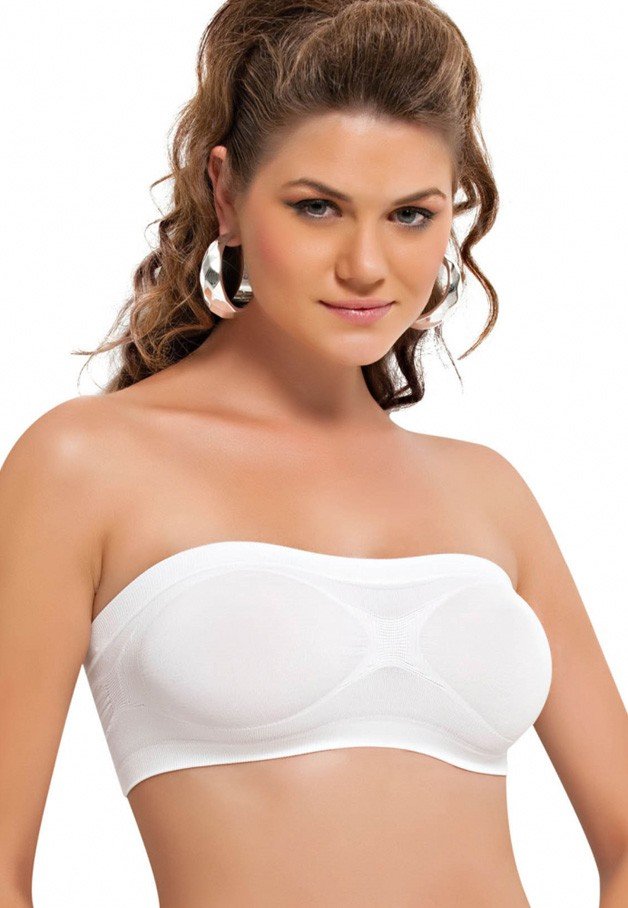 Silikon Bantlı Straplez Dikişsiz Büstiyer NBB 2401 - Beyaz