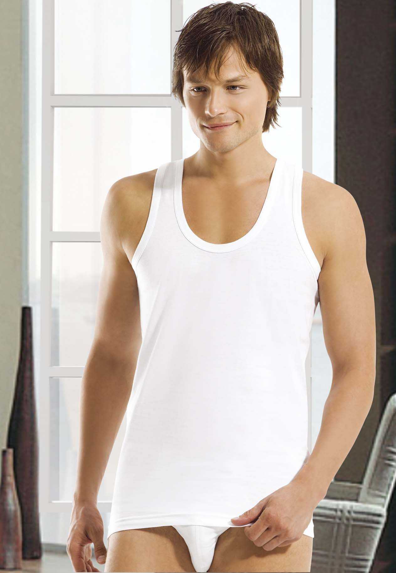 Pamuklu Ribana Kesim Erkek Atlet Öztaş 1001 - Beyaz