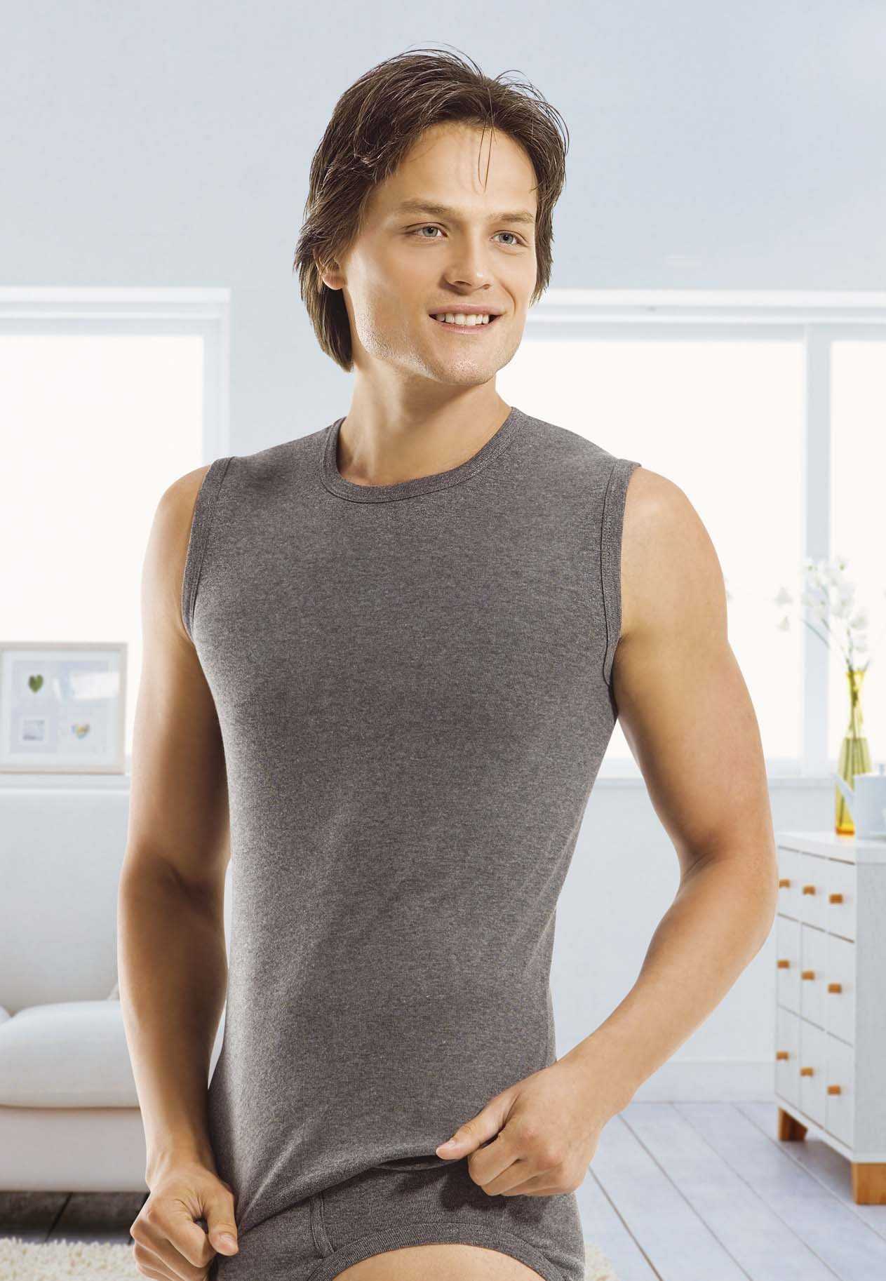 Ribana Kolsuz Sıfır Yaka Erkek Atlet Öztaş 1055 - Antrasit