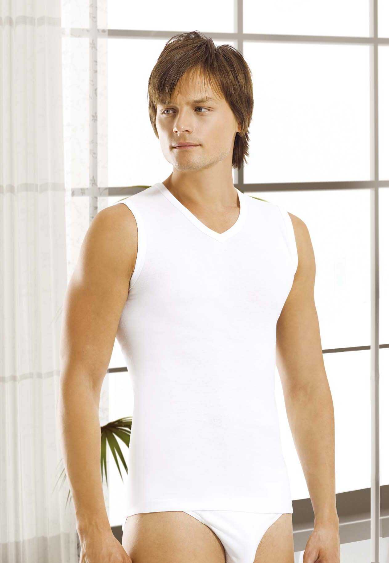 Ribana Kolsuz V Yaka Erkek Atlet Öztaş 1056 - Beyaz