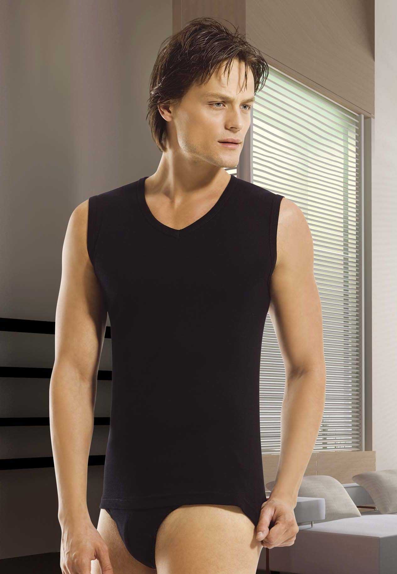 Ribana Kolsuz V Yaka Erkek Atlet Öztaş 1057 - Siyah