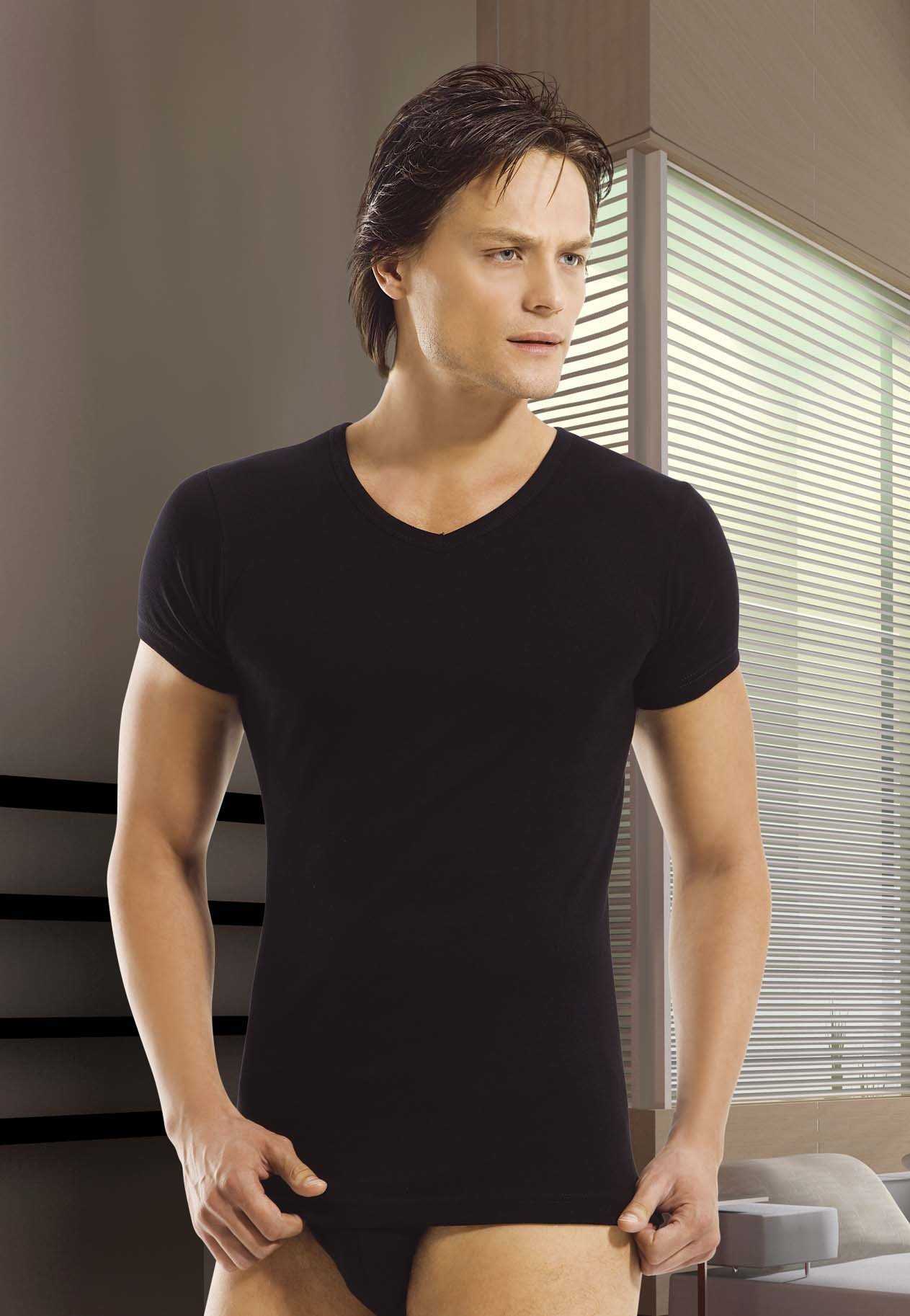 Ribana V Yaka Pamuklu Erkek Atlet Öztaş 1061 - Siyah