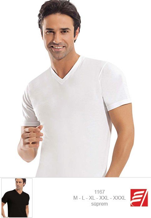 Pamuklu V Yaka Erkek Atlet 3'lü Paket Erdem 1167 - Beyaz