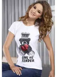 Likralı Pamuklu Tişört Somon X-Lady 7094