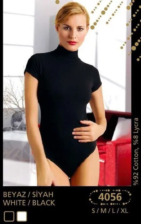 Pamuklu Esnek Tek Parça Body Anıt 4056 - Siyah