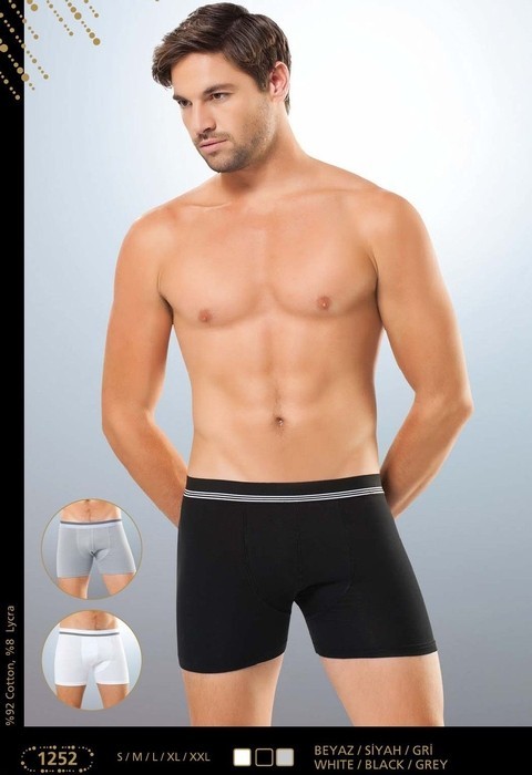 Çizgili Pamuklu Licralı Erkek Boxer Anıt 1252 - Siyah