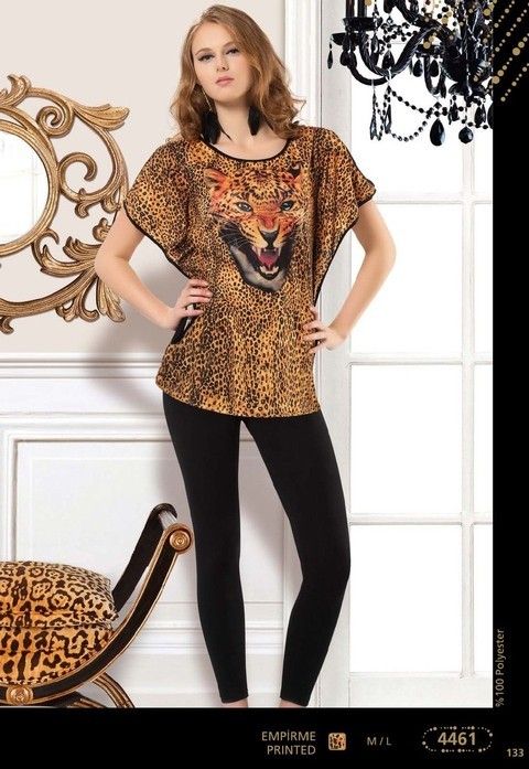 Anıt Yüksek Bel Esnek Leopar Baskılı Tayt Anıt 4461 - Görsel 3