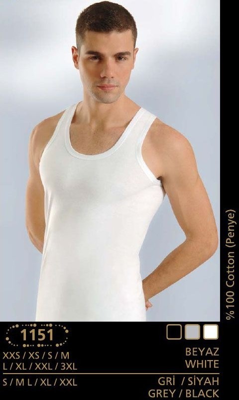 Pamuklu Ribana Askılı Erkek Atlet Anıt 1151 - Beyaz