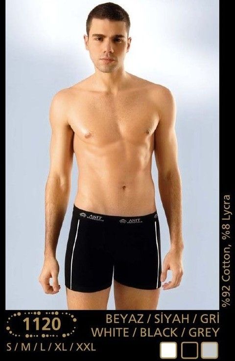 Pamuklu Elastan Esnek Bel Boxer Anıt 1120 - Siyah