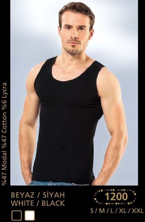 Modal Pamuklu Askılı Erkek Atlet Anıt 1200 - Siyah