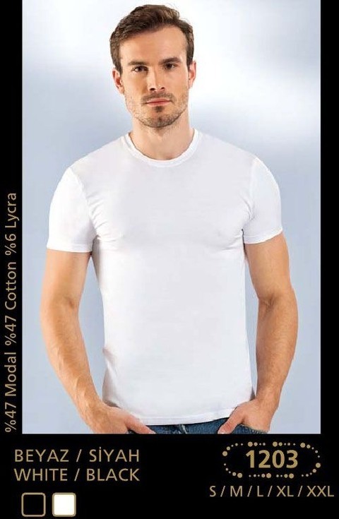 Modal Elastan O Yaka Kısa Kollu Atlet Anıt 1203 - Beyaz