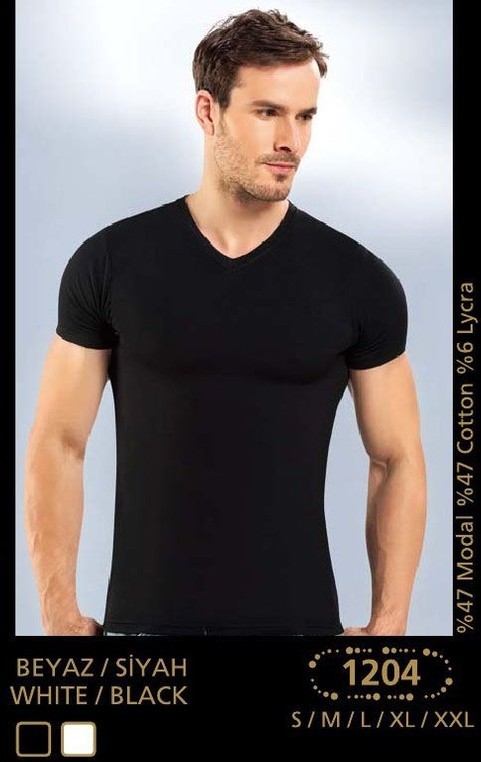 Modal V Yaka Askılı Erkek Atlet Anıt 1204 - Siyah